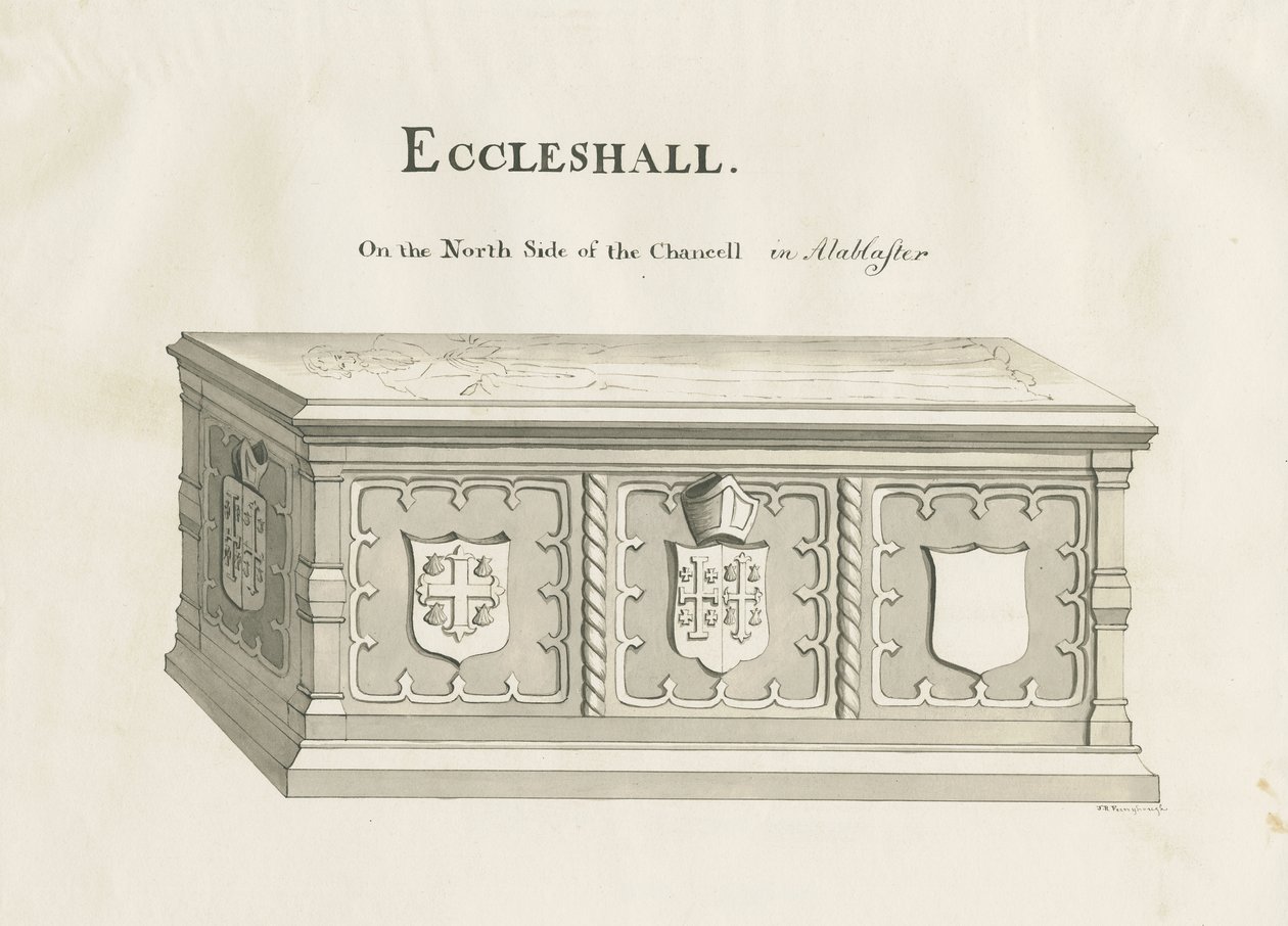 Eccleshall – Hrob biskupa Sampsona: pero a lavírovaná kresba, nd [19. století] (kresba) od John Robert Fernyhough