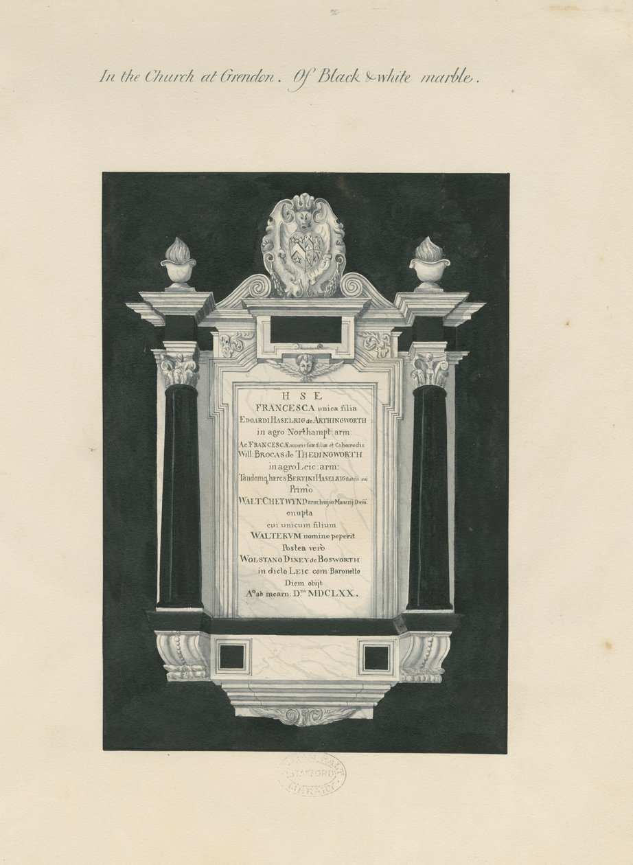 Ingestre - tablet Frances (Heselrig) Chetwynd: malba a [19. století] (malba) od John Robert Fernyhough