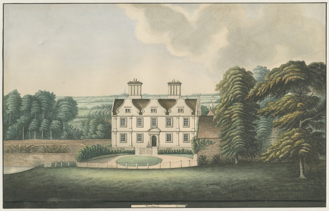 Pendeford Hall: malba akvarelem, nd [19. století] od John Robert Fernyhough