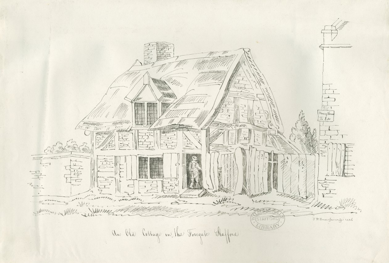 Stafford - Old Cottage in the Foregate: kresba perem a tuší od John Robert Fernyhough