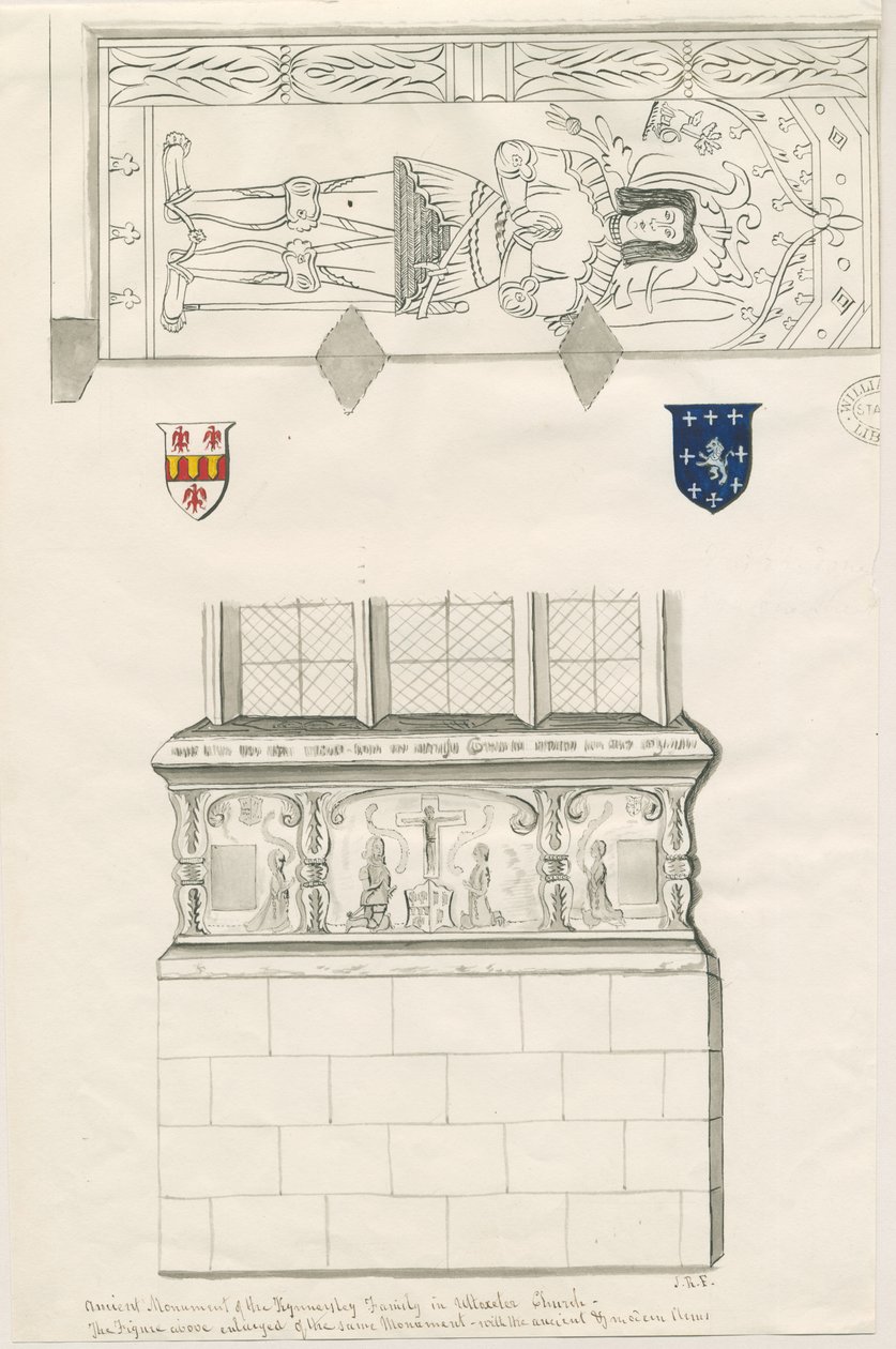 Uttoxeter Church - Monument of Kinnersley Family: perokresba, nd [polovina 19. století] (kresba) od John Robert Fernyhough