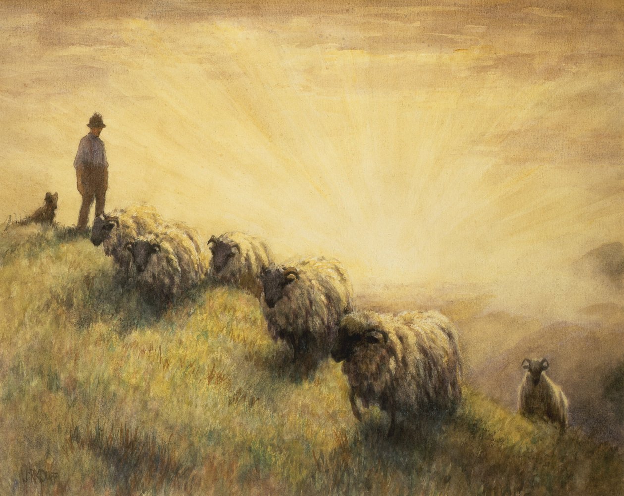 Pastýř přináší domů své stádo od John Robert Keitley Duff