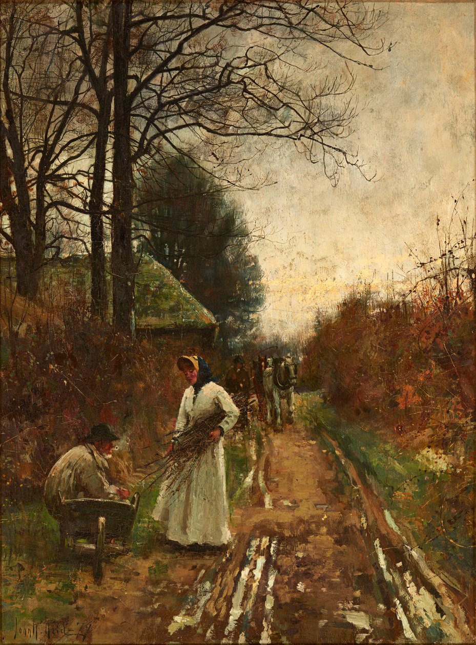 Sběr dříví (olej na plátně) od John Robertson Reid