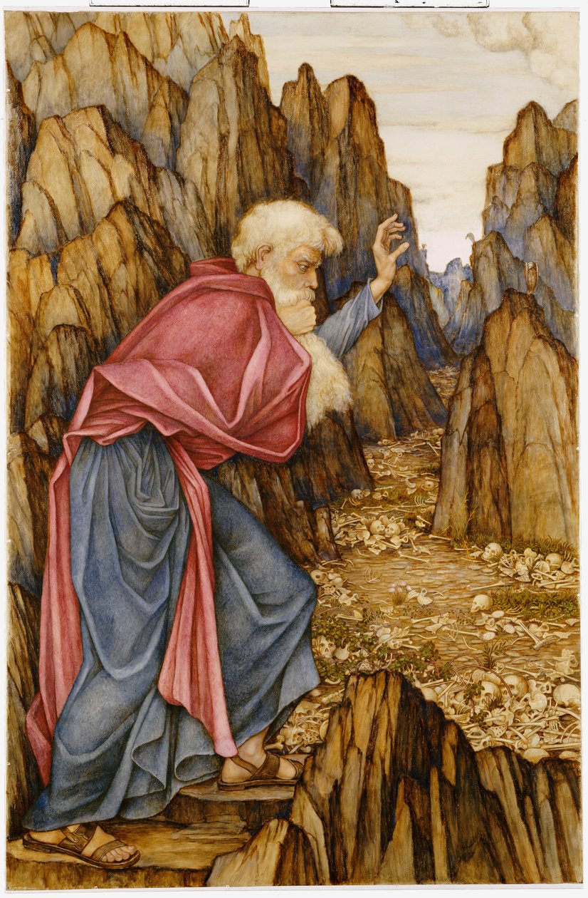 Ezechielova vize: Údolí suchých kostí od John Roddam Spencer Stanhope