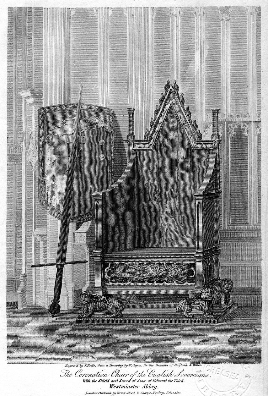 Korunovační křeslo anglických panovníků, Westminster Abbey, Londýn, 1810. od John Roffe