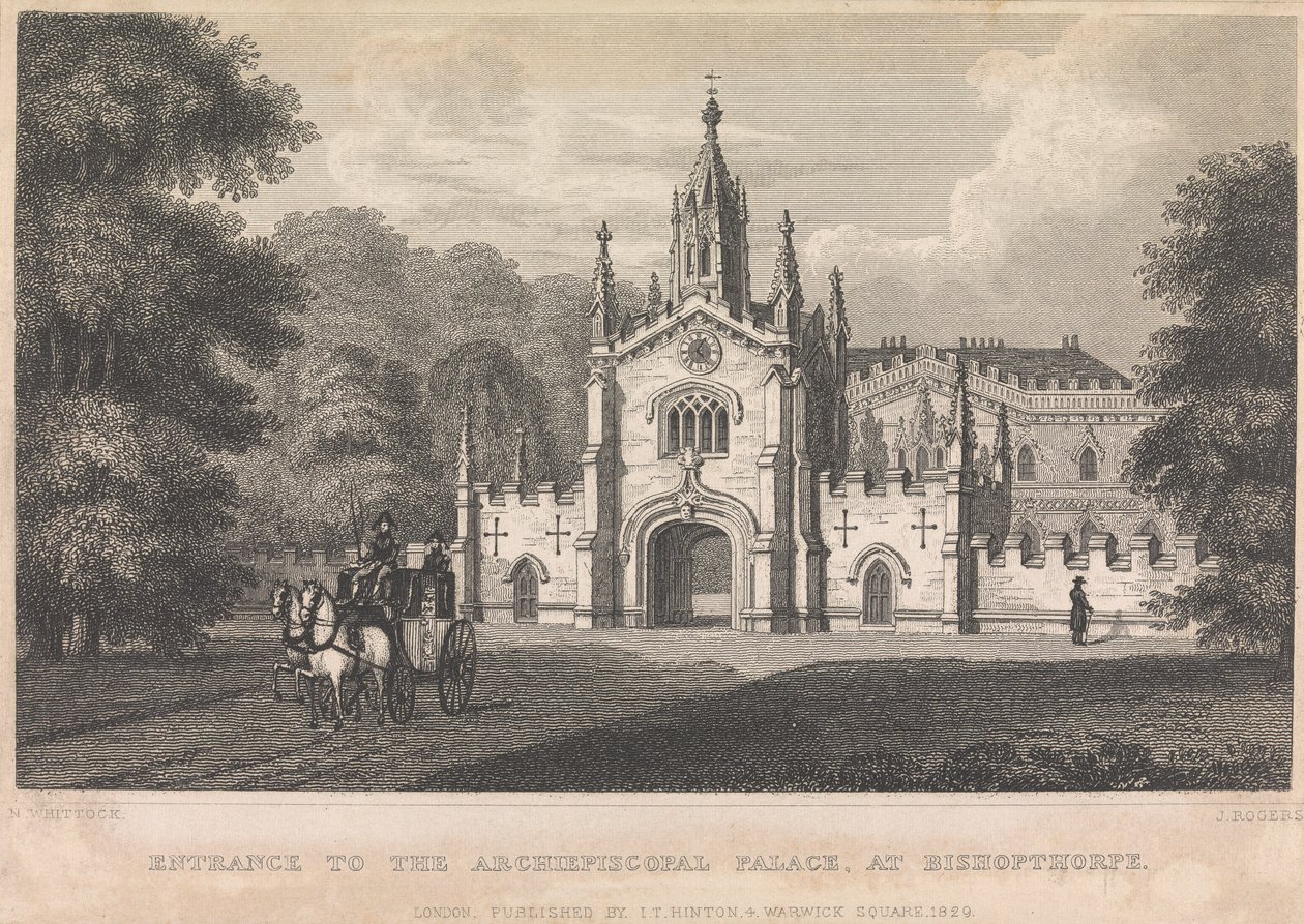 Vchod do Arcibiskupského paláce v Bishopthorpe (vydal I. T. Hinton); strana 34 (první díl) od John Rogers