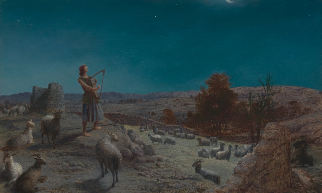 David, budoucí král Izraele, když byl pastýřem v Betlémě od John Rogers Herbert