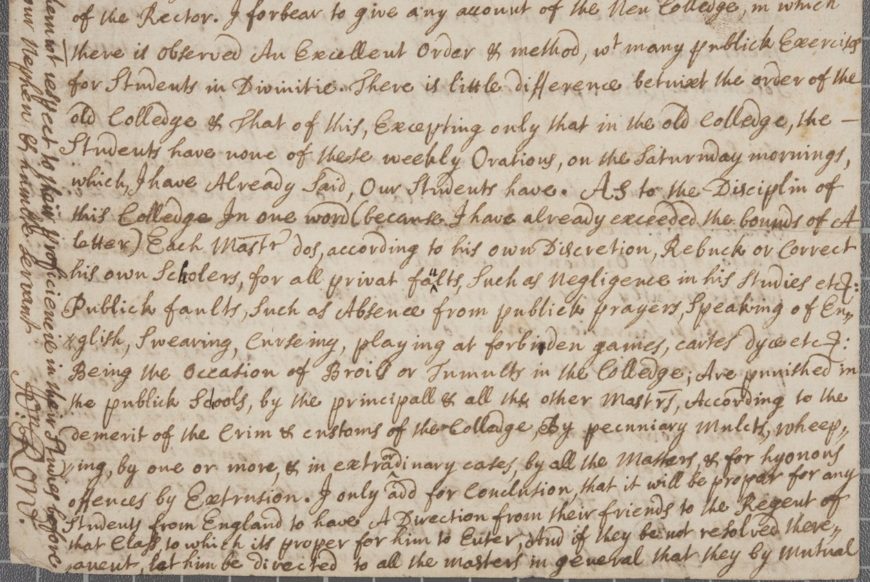 Dopis Johna Rowa, studenta v St Andrews, svému strýci, 1691 od John Row