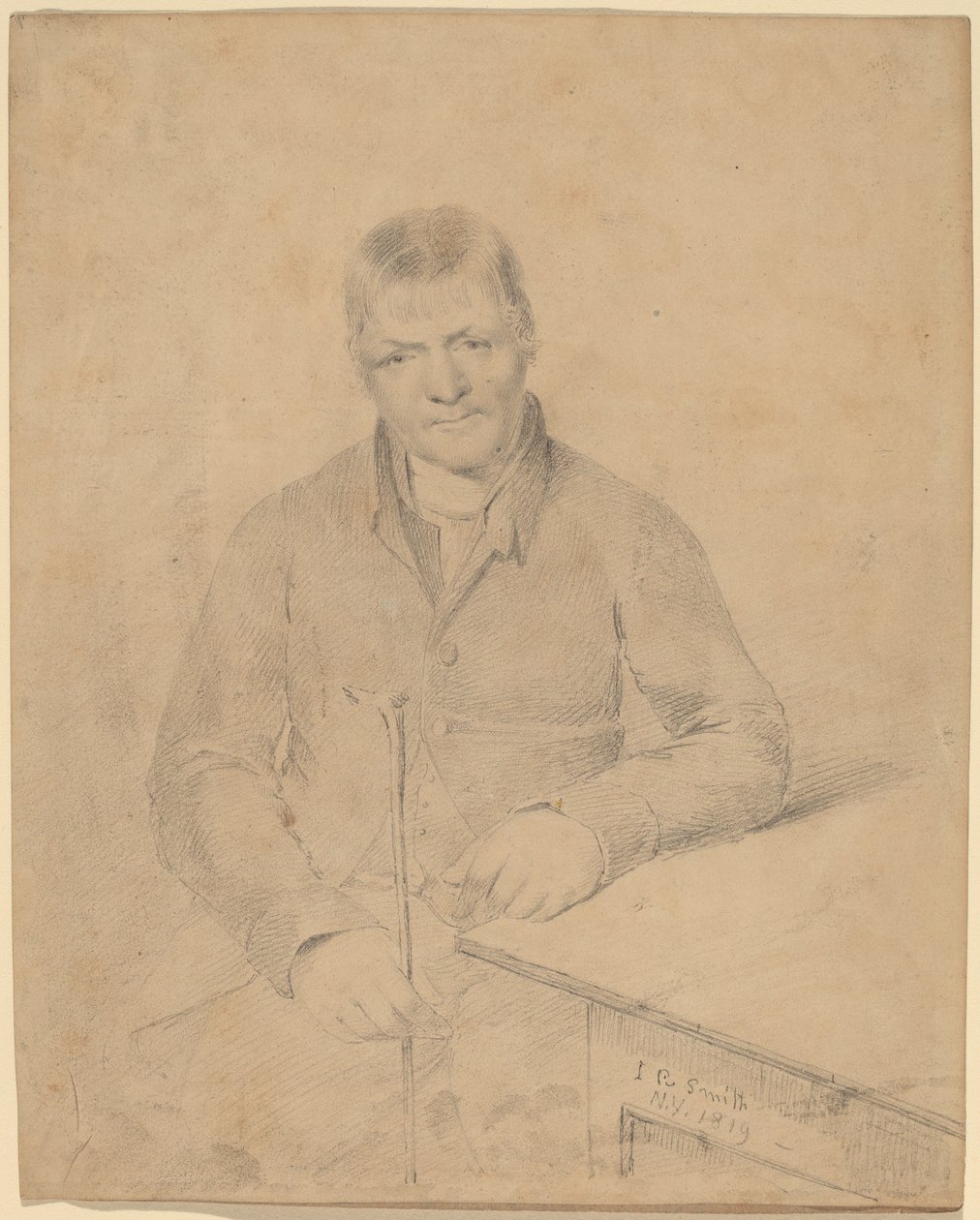 Muž sedící u stolu od John Rubens Smith