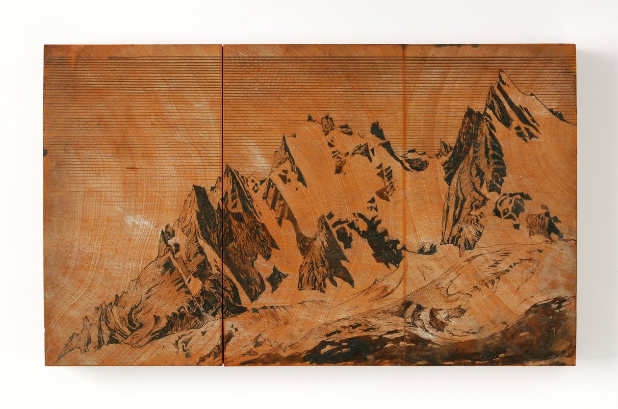 Aiguille Du Midi, Francie (pero, inkoust a akvarel na dřevo) od John Ruskin
