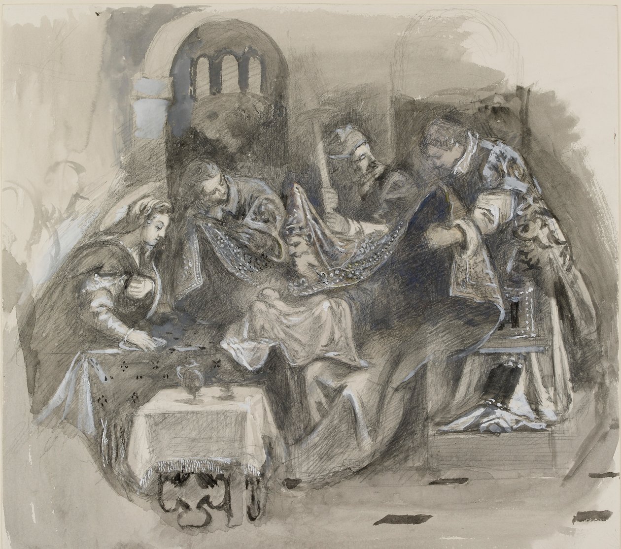 Kresba Tintorettovy obřízky ve Scuola Grande di San Rocco, srpen 1869 od John Ruskin