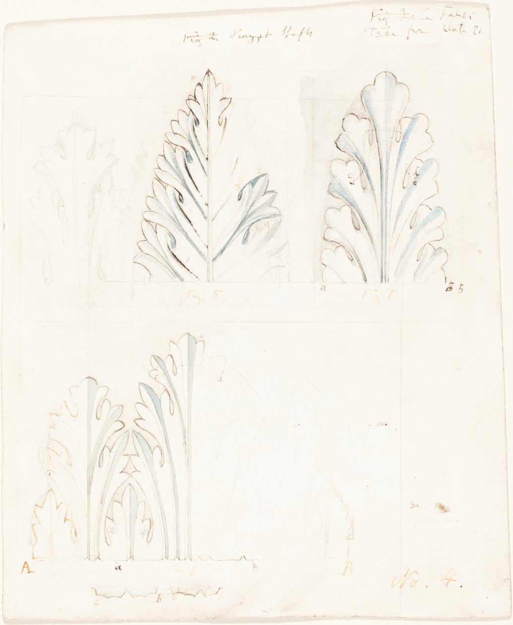 Ornamentální studie s motivem Acanthus pro "The Stones of Venice" od John Ruskin