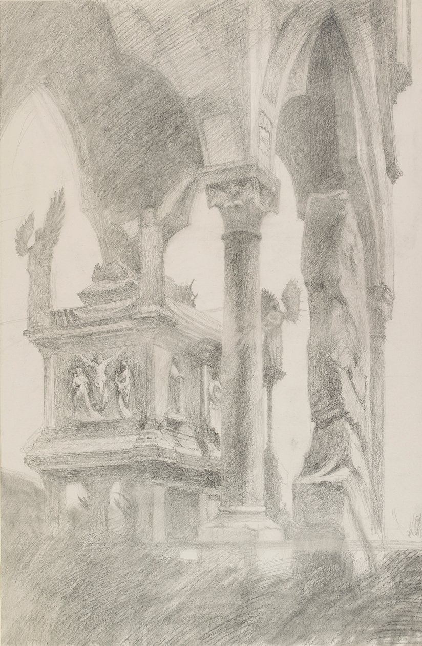 Studium hrobky Mastina II della Scala ve Veroně, c1869. od John Ruskin