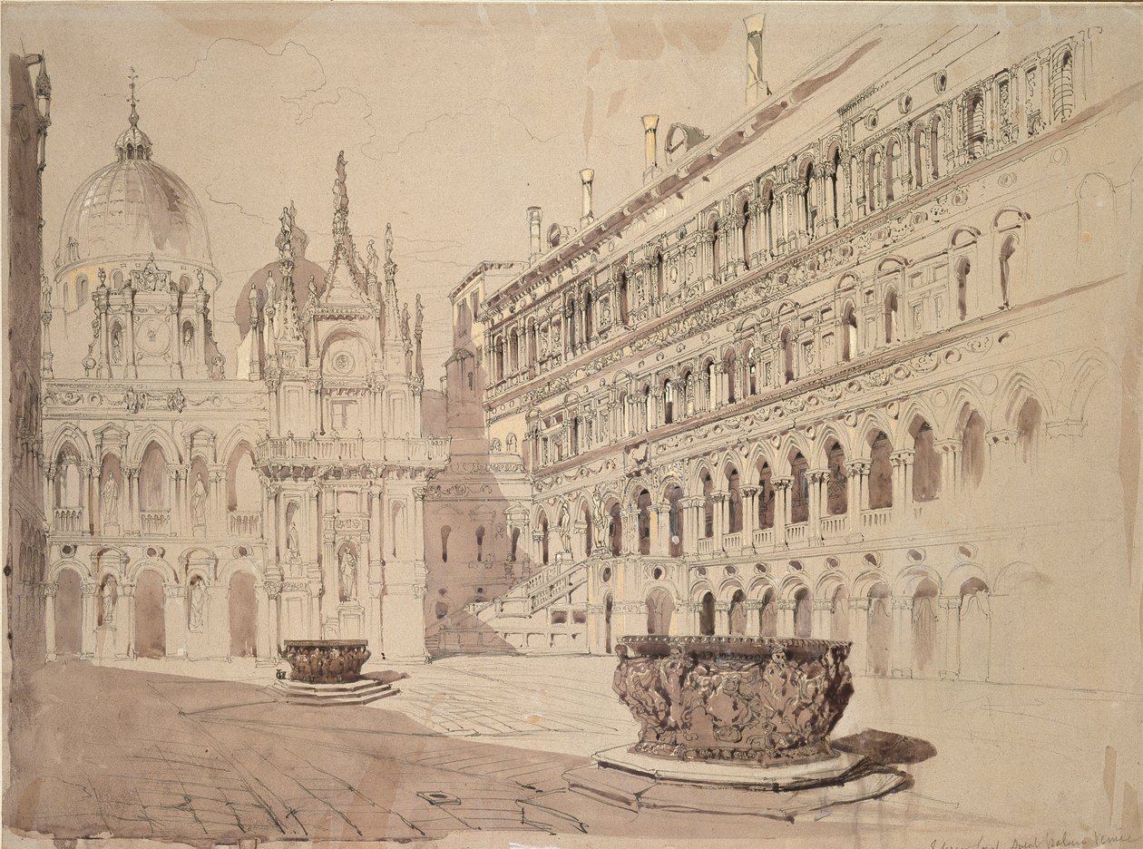 Dvůr vévodského paláce, Benátky, květen 1841 od John Ruskin