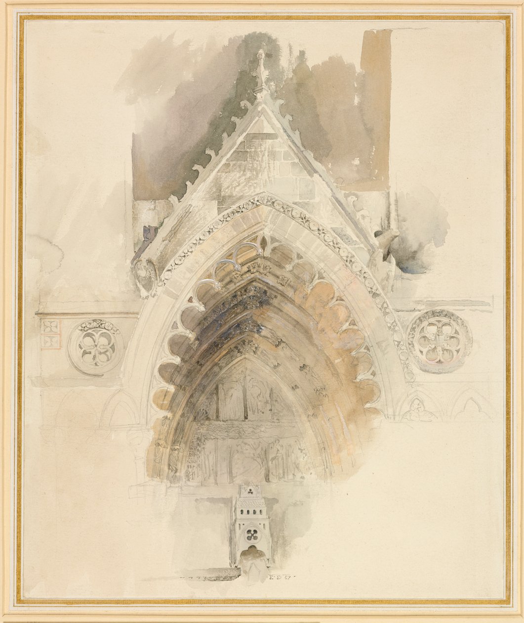 The Northern Arch of the West Entrance of Amiens Cathedral, 17. - 18. května nebo 23. září 1856. od John Ruskin
