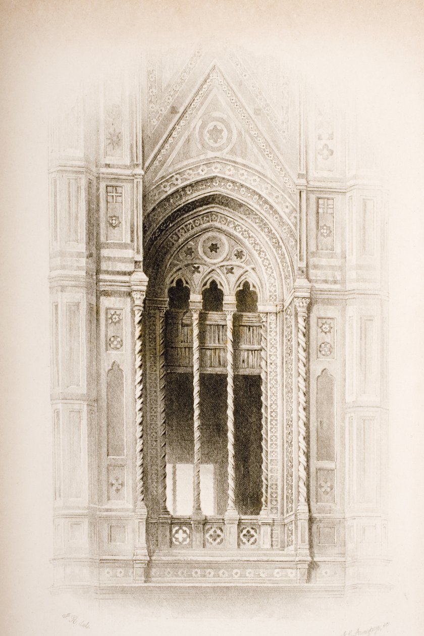 Kružby z Campanile of Giotto, Florencie, ze „Sedmi lamp architektury“ od Johna Ruskina, vyryté Jamesem Charlesem Armytagem (asi 1820-97) vydáno 1894 (rytina) od John Ruskin