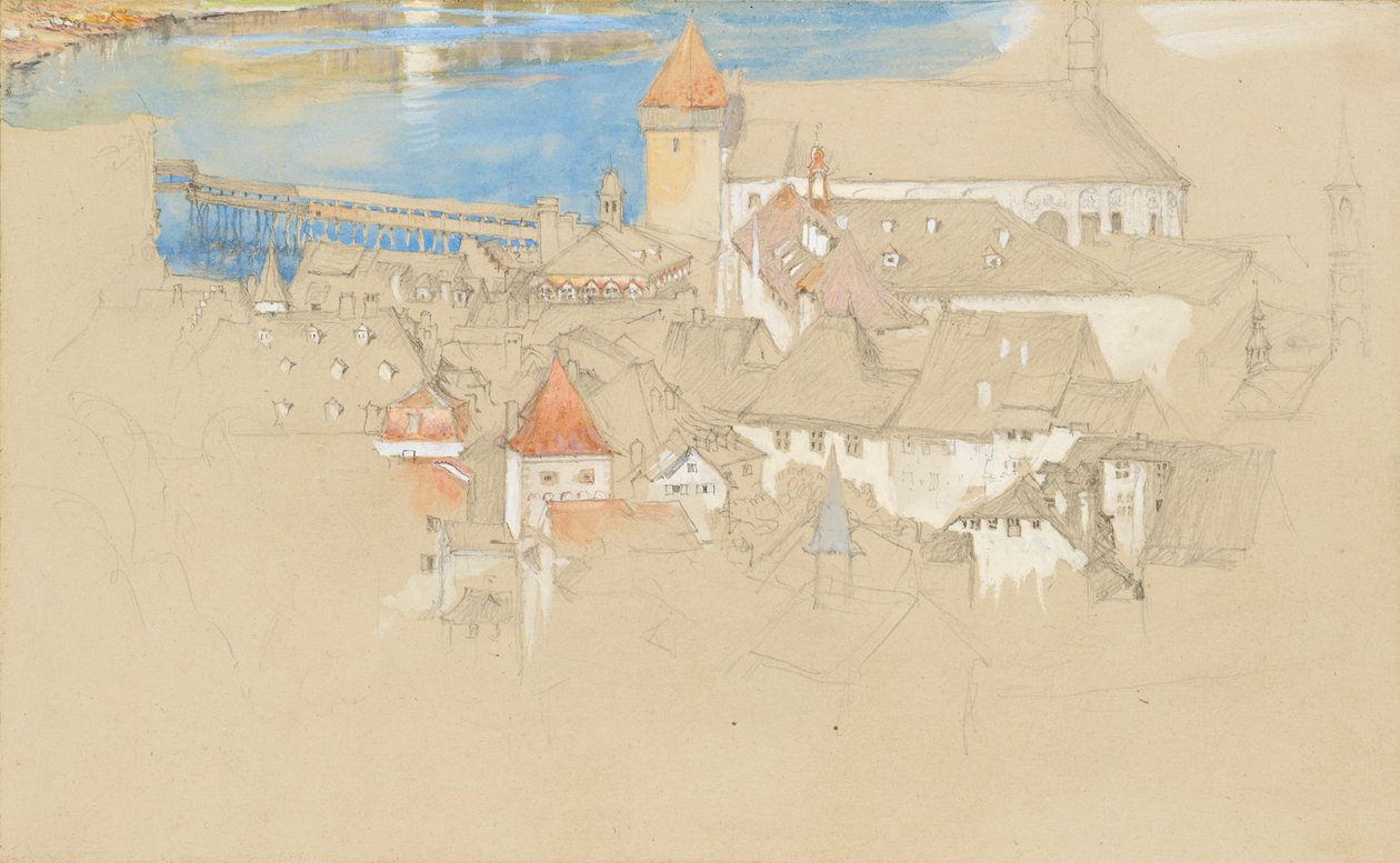 Pohled na Luzern shora, 1861 nebo 1866 od John Ruskin
