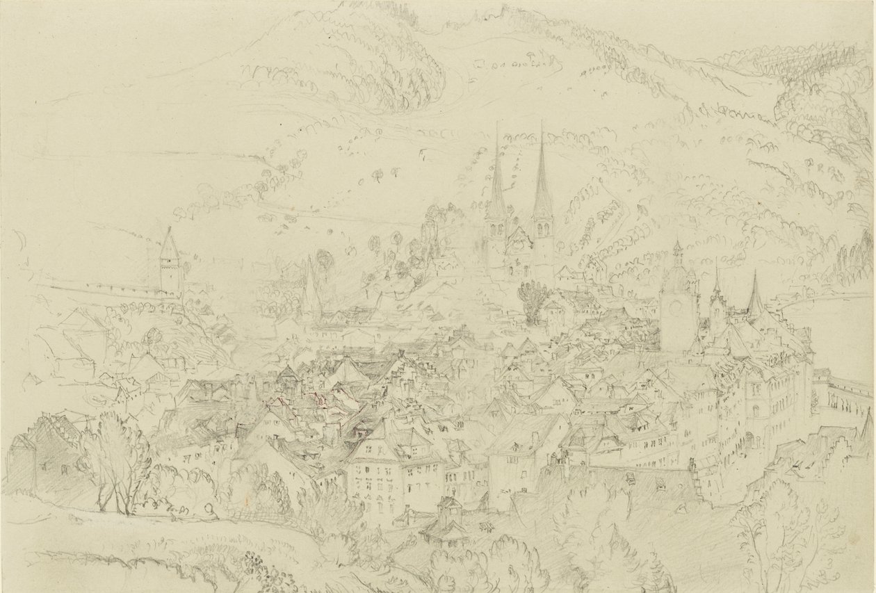 Pohled na Luzern shora, říjen - prosinec 1861. od John Ruskin