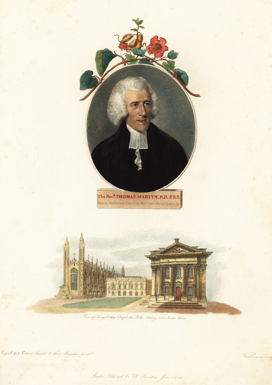 Thomas Martyn, profesor botaniky, Cambridge University. 1799 (rytina) od John Russel