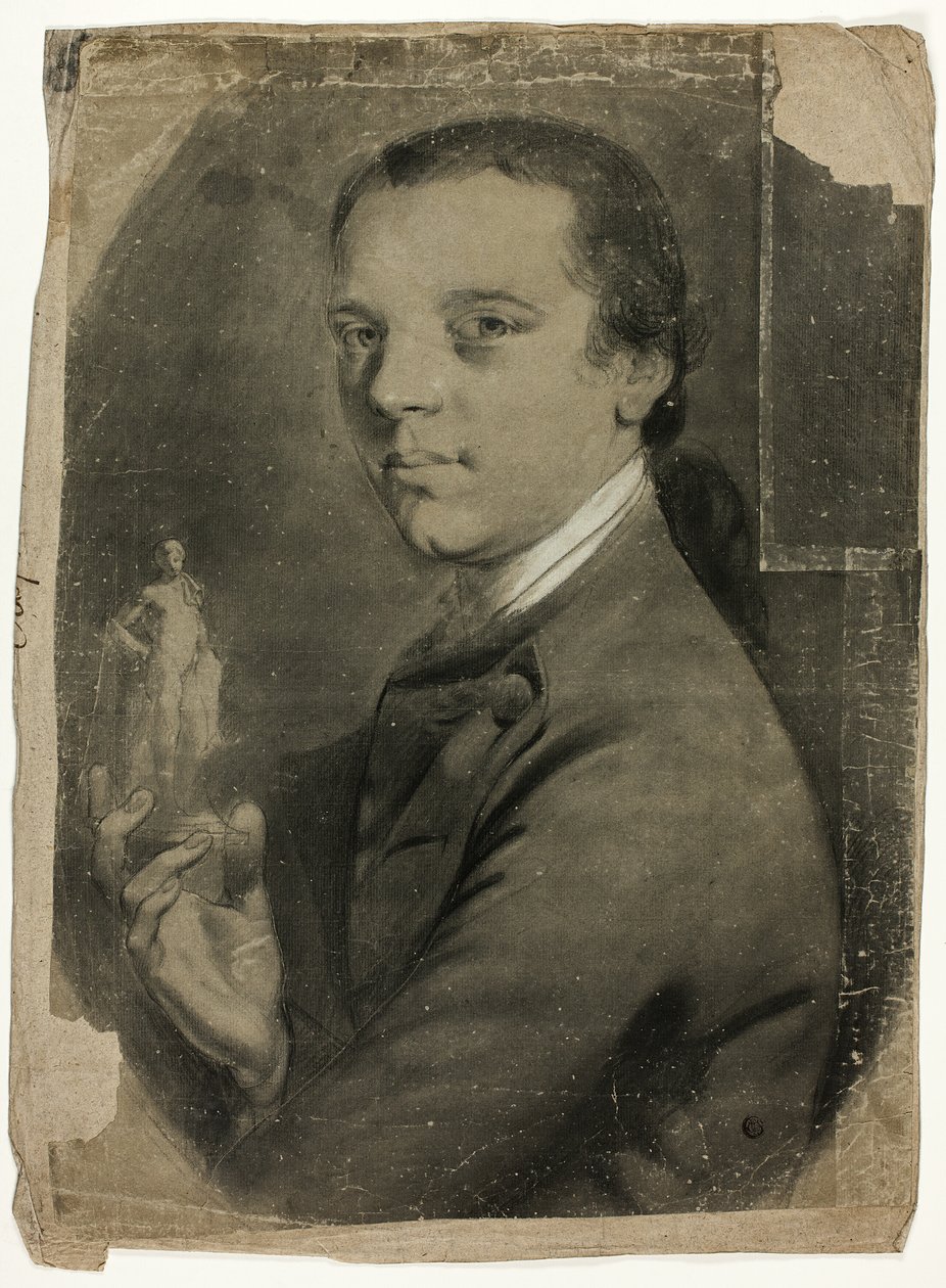 Mladý muž, který držel sošku od John Russell