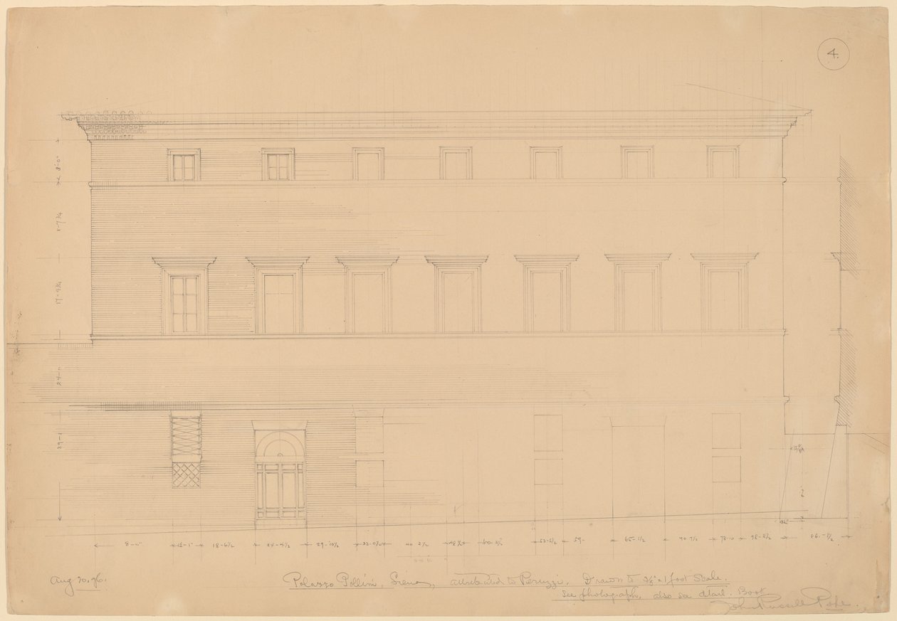 Palazzo Pollini, Siena, připsáno Peruzzimu od John Russell Pope
