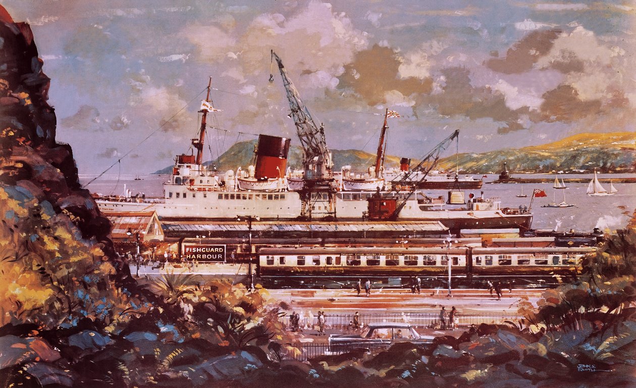 Scéna z přístavu Fishguard od John S. Smith
