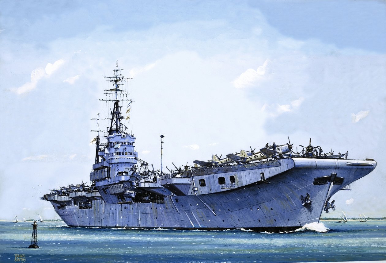 HMS Emperor, přestavěná z obchodní lodi na letadlovou loď během druhé světové války. od John S. Smith