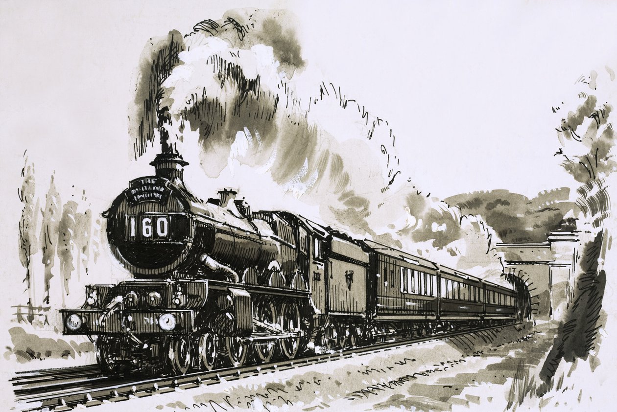 Slavné parní lokomotivy třídy 4-6-0 "Castle", které používá společnost Great Western od John S. Smith