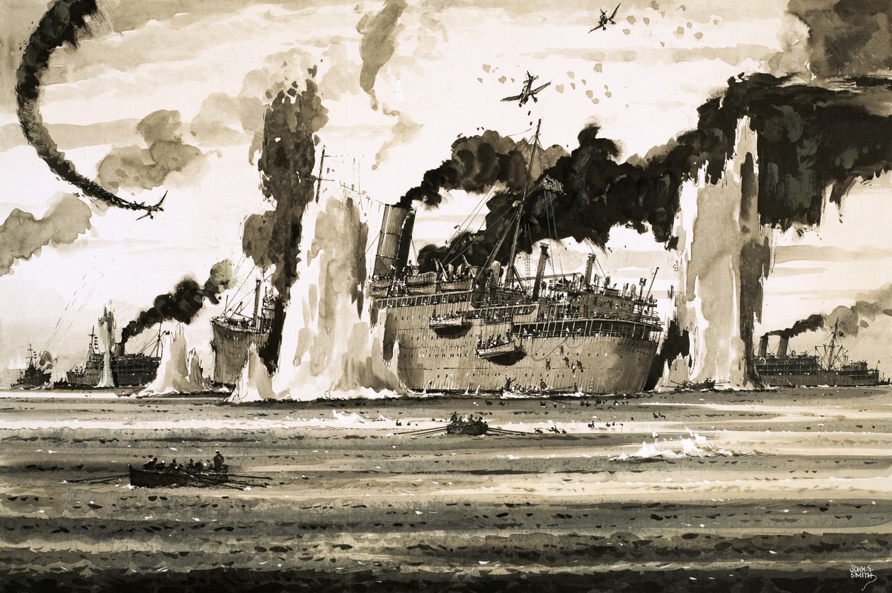 Potopení lodi Lancastra u St Nazaire v červnu 1940 od John S. Smith