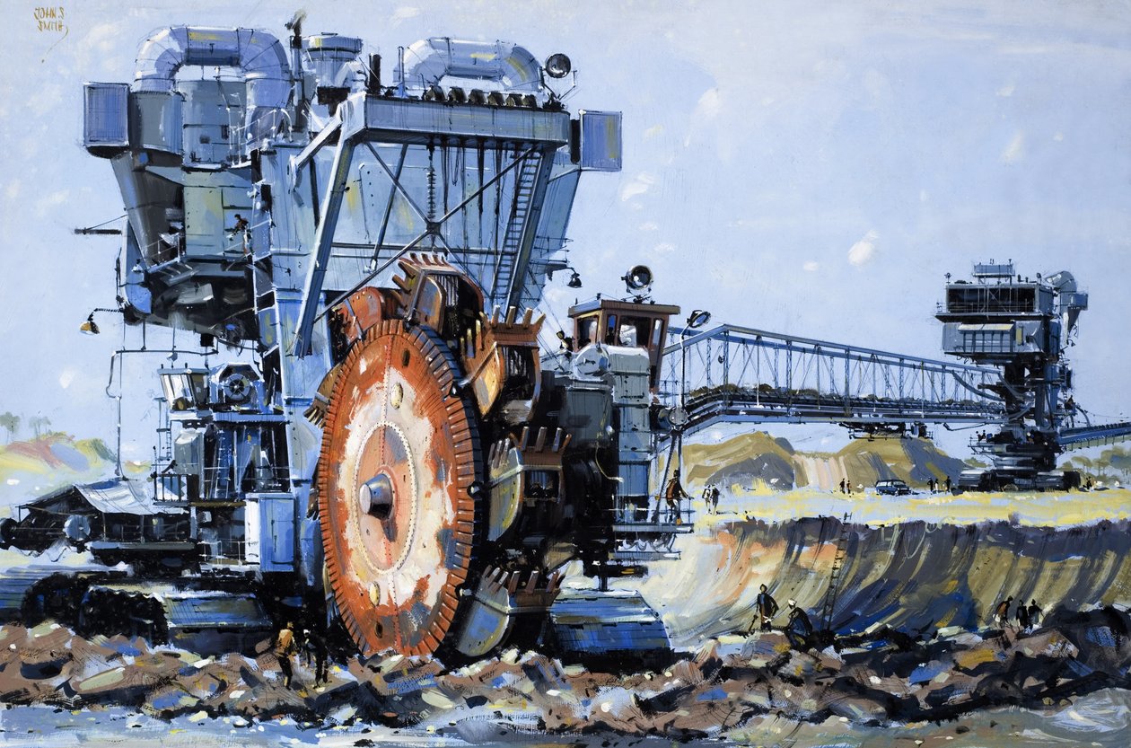 Proměna pouště v zemi hojnosti, ilustrace z knihy "Mighty Machines od John S. Smith