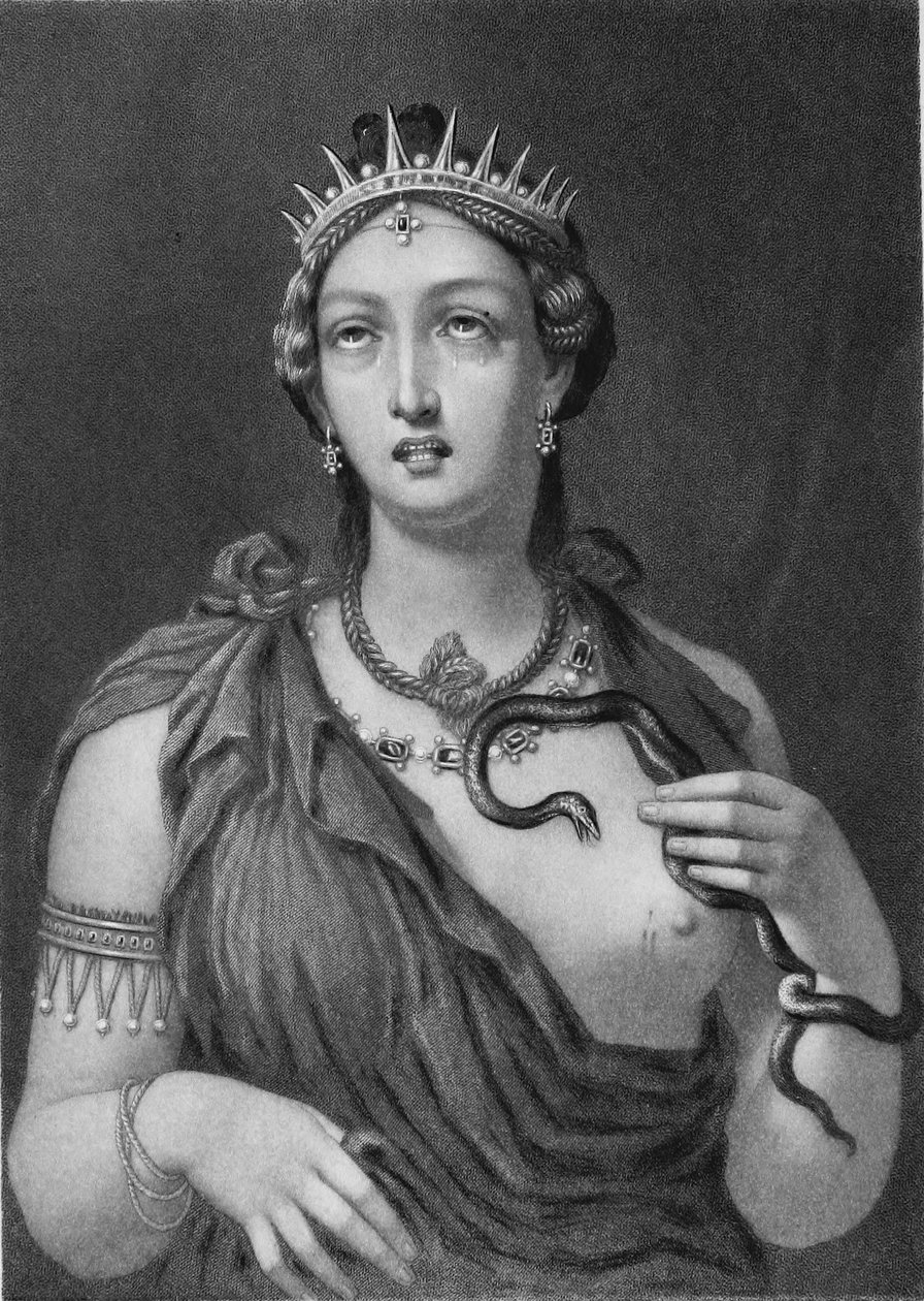 Kleopatra VII, ocelorytina enkaustické malby nalezené v Hadriánově vile v roce 1818 od John Sartain