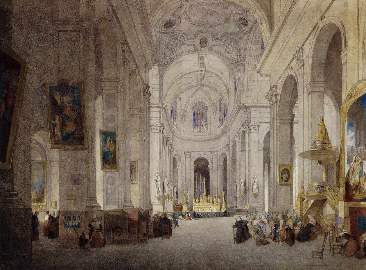 Interiér kostela sv. Sulpice, Paříž, od John Scarlett Davis