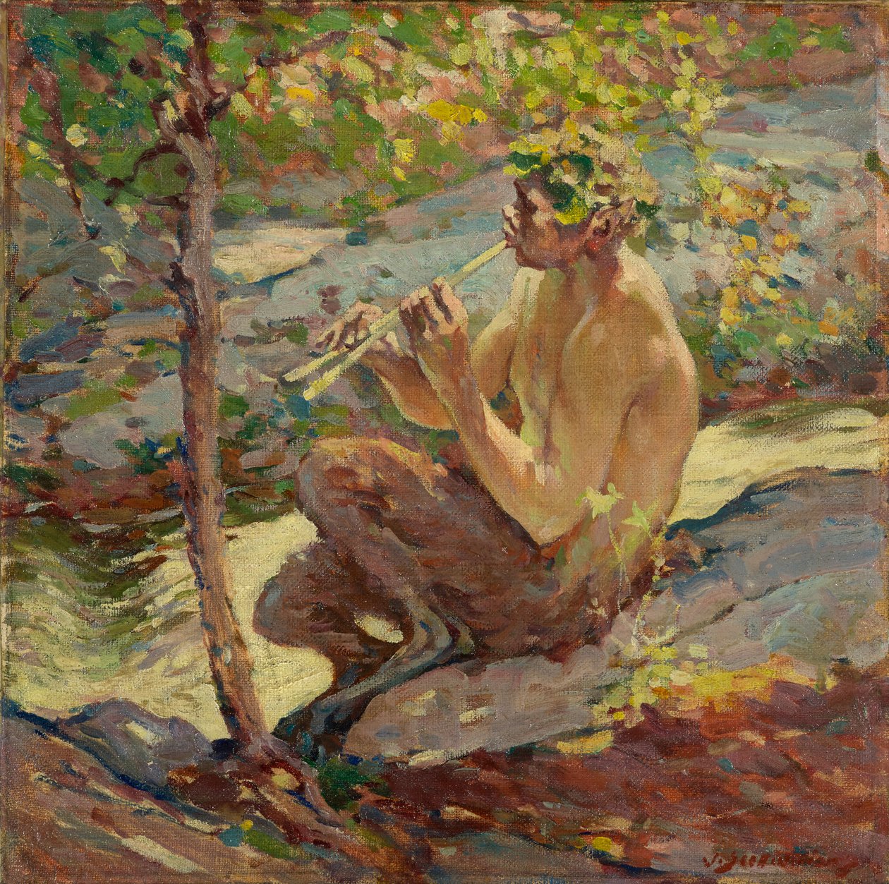 Faun, konec 19. století až začátek 20. století (olej na palubě) od John Scott Williams