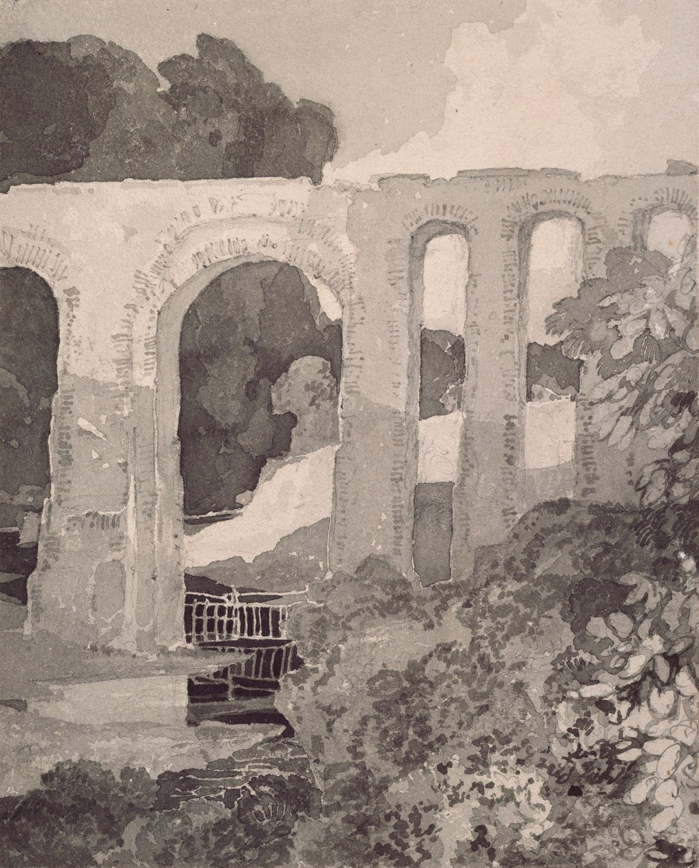 Telfordův akvadukt, kolem 1800. Umělci: John Sell Cotman, Thomas Telford. od John Sell Cotman, Thomas Telford