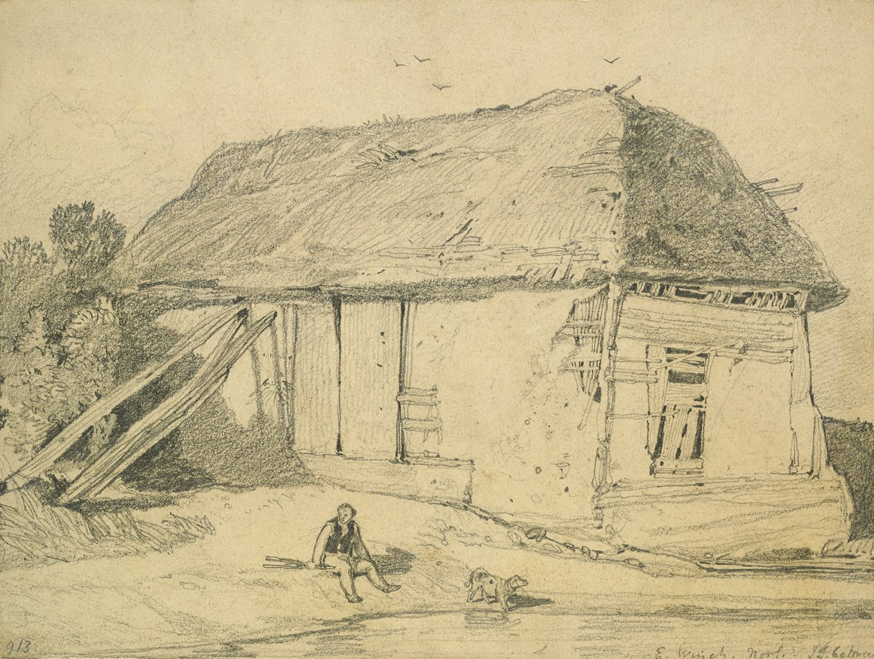 A Barn at East Winch, Norfolk (tužka na kartě) od John Sell Cotman