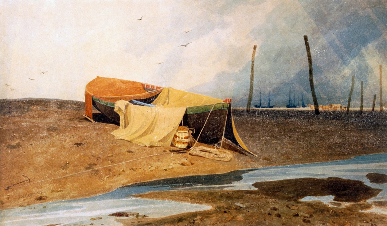 Loď na pláži od John Sell Cotman