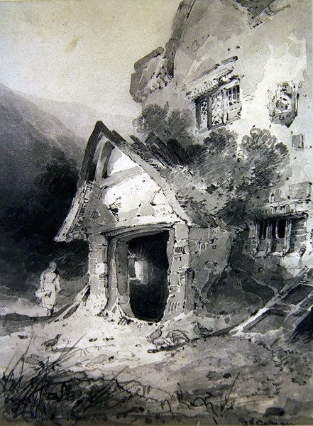 Zničená veranda (akvarel na papíře) od John Sell Cotman