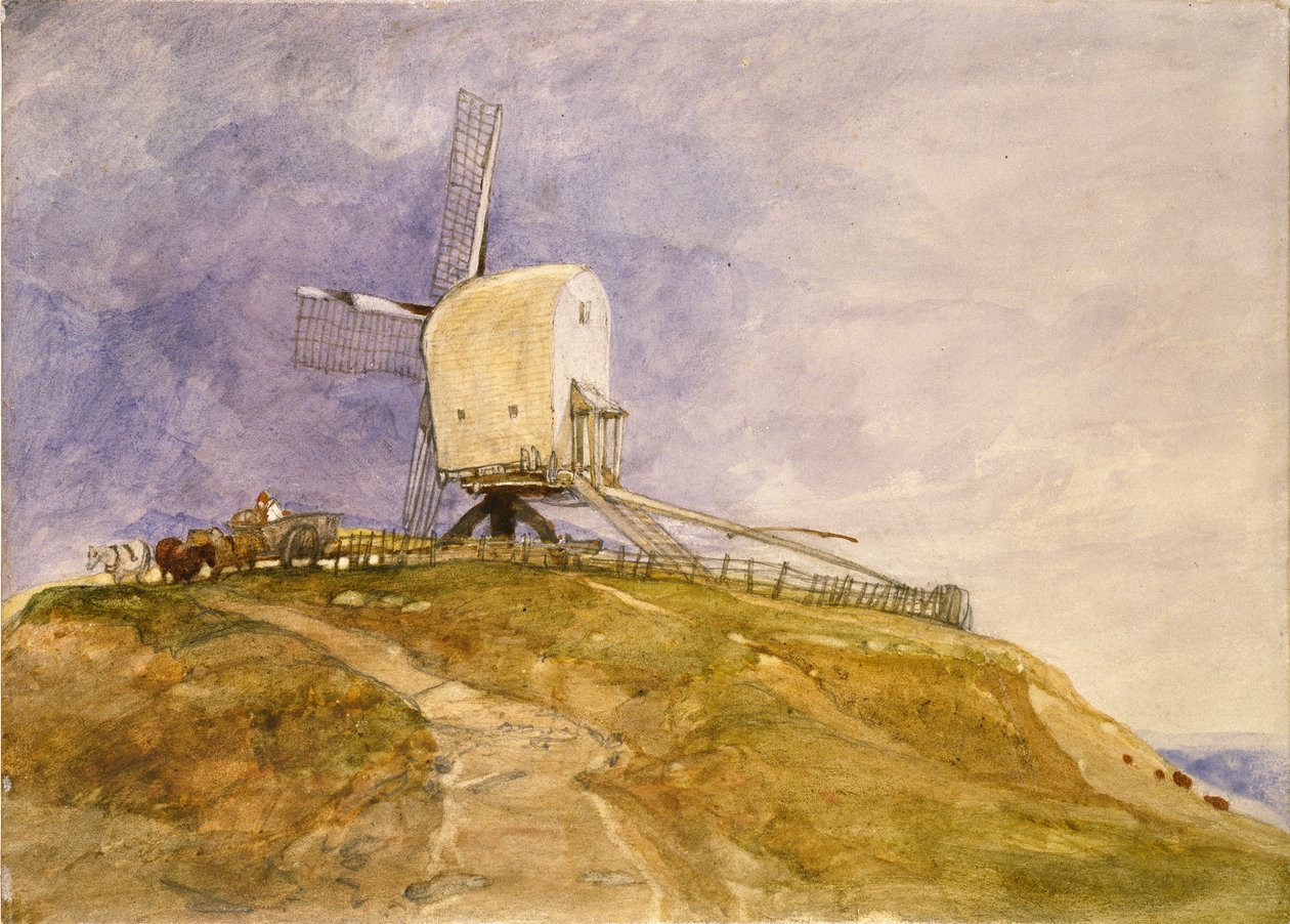 Větrný mlýn na kopci u Eye, Suffolk, počátek 19. století od John Sell Cotman