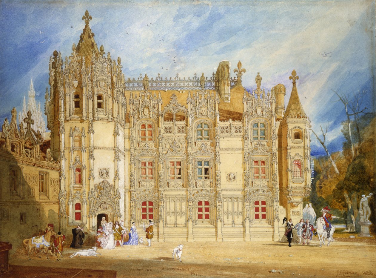 Abbatial House v opatství St. Ouen v Rouen, 1826 (wc na papíře) od John Sell Cotman