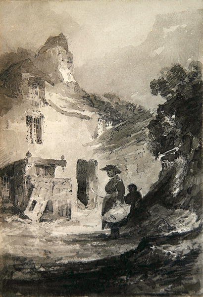 Stará chalupa v Dolgelly (tužka a šedá barva na papíře) od John Sell Cotman