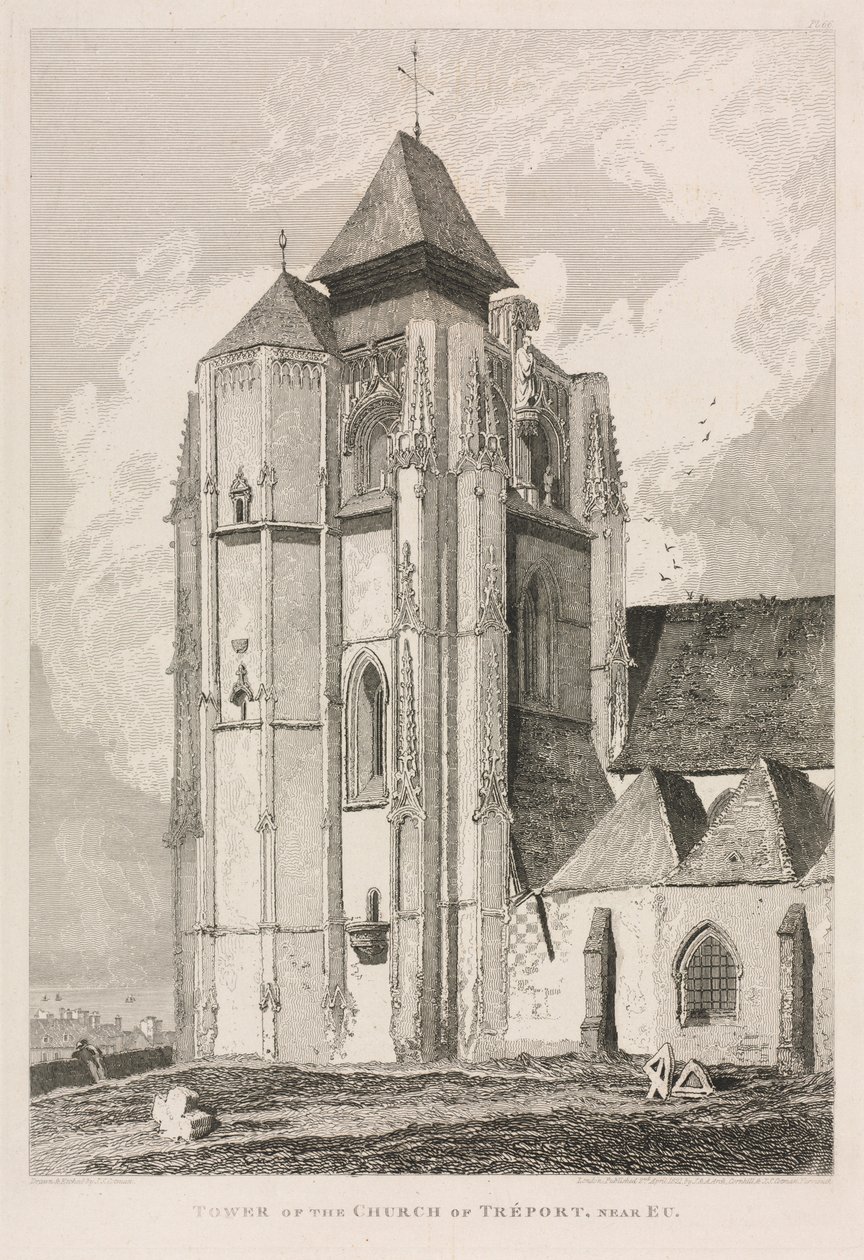 Architektonické starožitnosti Normandie (II. díl), Pl. 66: Věž kostela Tréport, poblíž Eu od John Sell Cotman