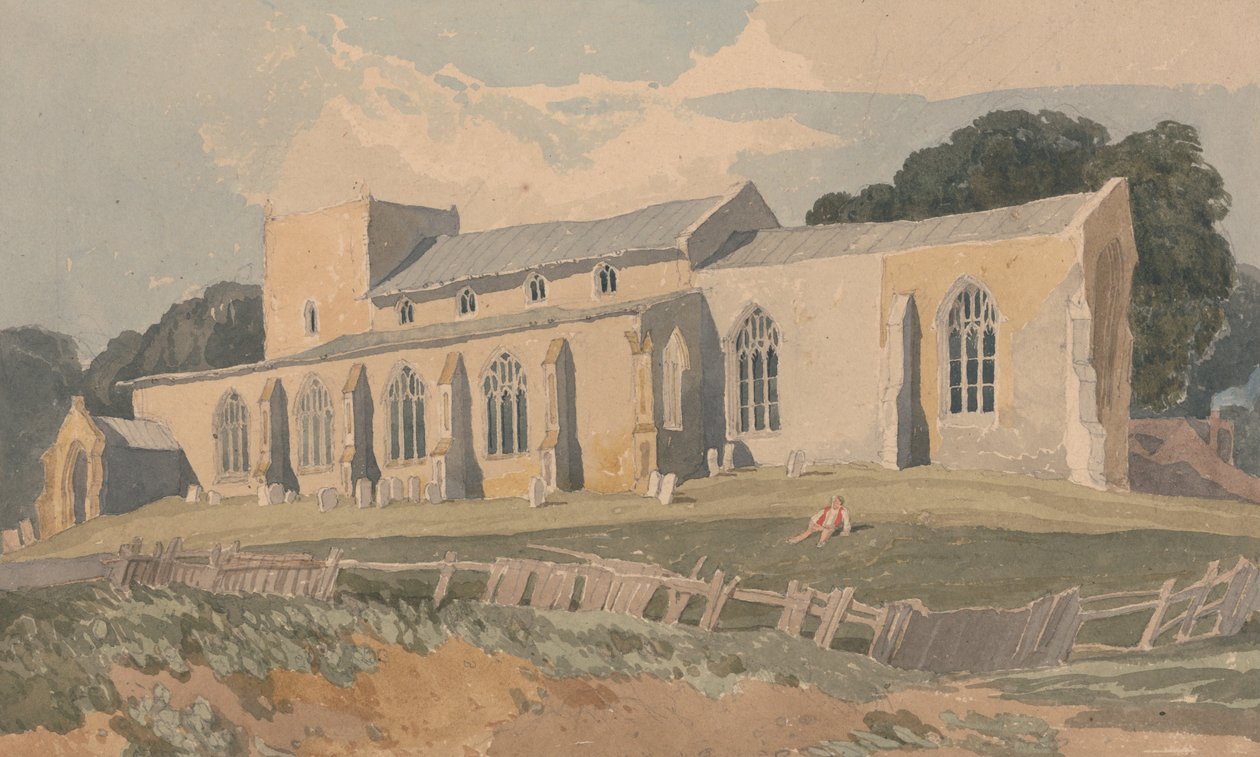 Kostel Blickling, Norfolk, od jihovýchodu od John Sell Cotman
