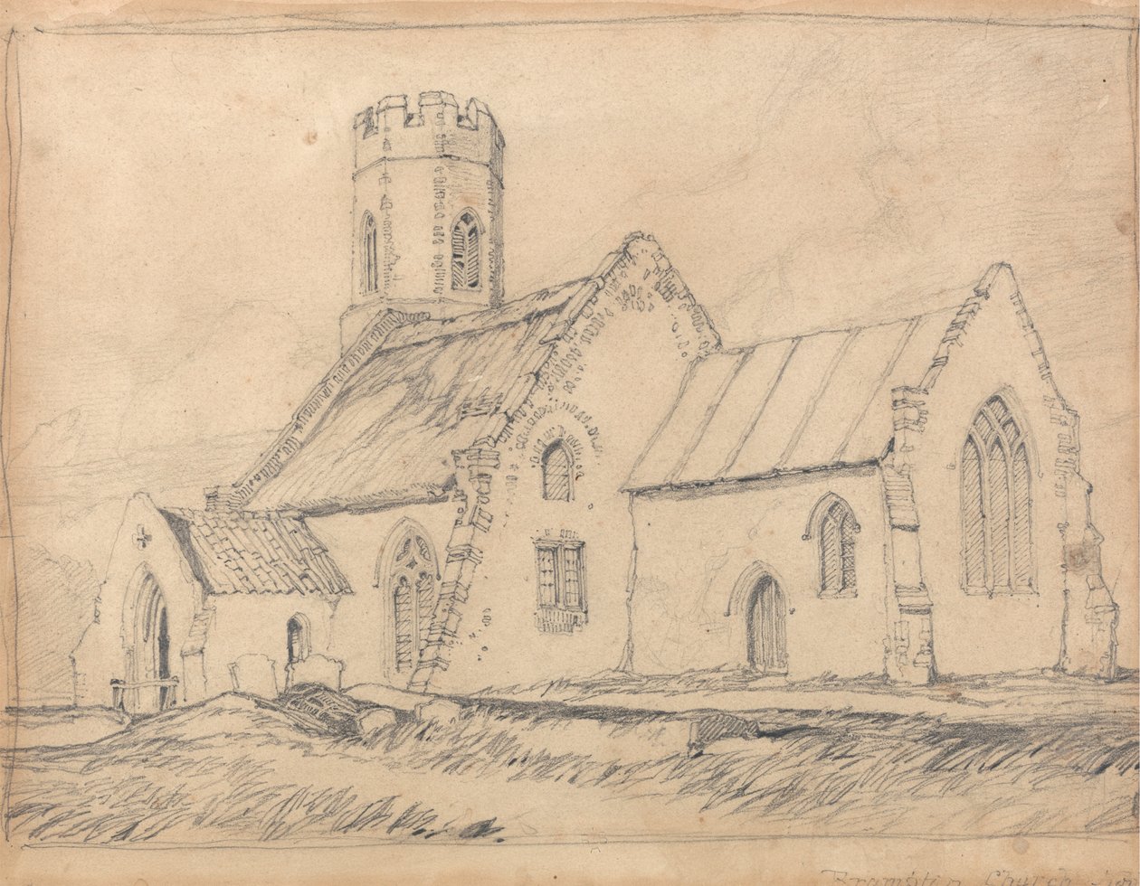 Brampton Church, Norfolk, z jihovýchodu od John Sell Cotman