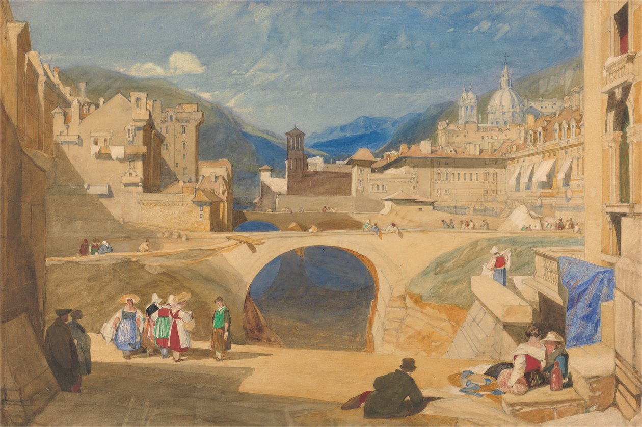 Most v kontinentálním městě od John Sell Cotman