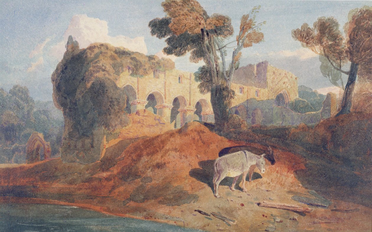 Buildwas Abbey (akvarel na papíře) od John Sell Cotman
