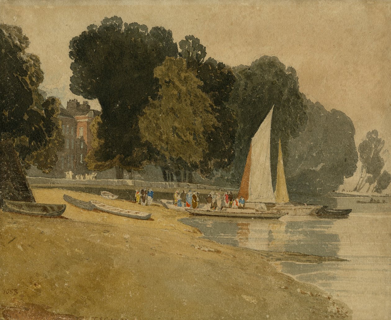Cheyne Walk, Londýn, cca 1809-10 (wc na papíře) od John Sell Cotman