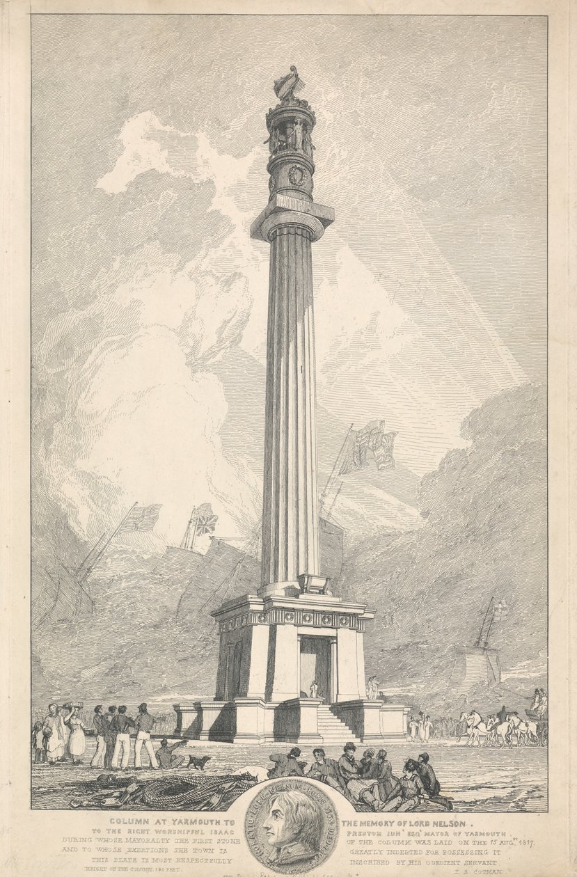 Sloup v Yarmouth k památce lorda Nelsona od John Sell Cotman