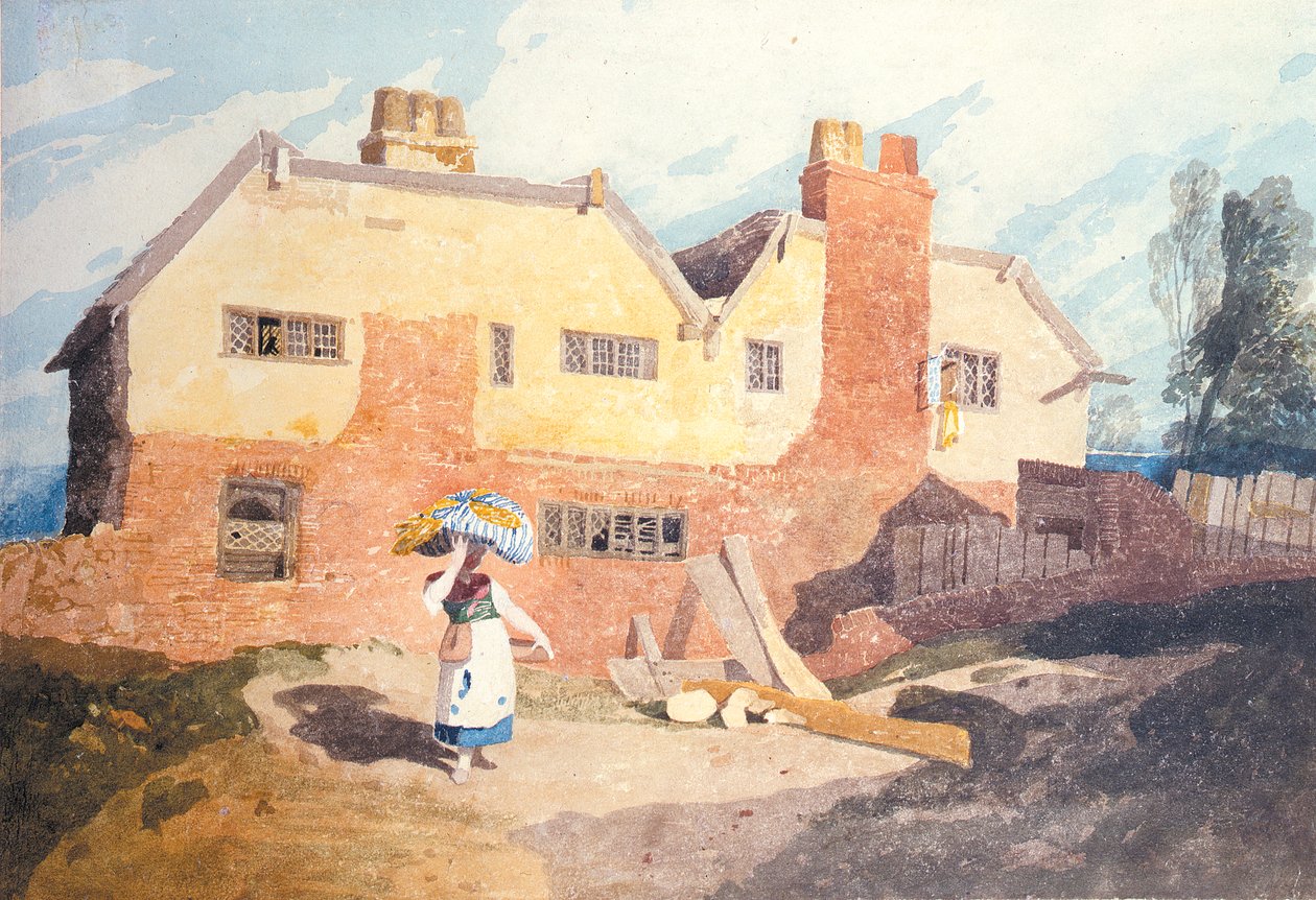 Chaty s pračkou (Elm Hill, Norwich) kolem 1808-9 od John Sell Cotman