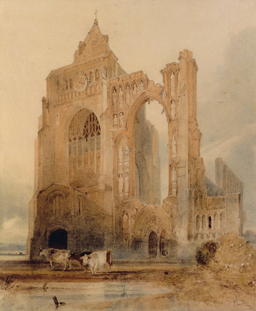 Opatství Croyland, Crowland (akvarel na papíře) od John Sell Cotman