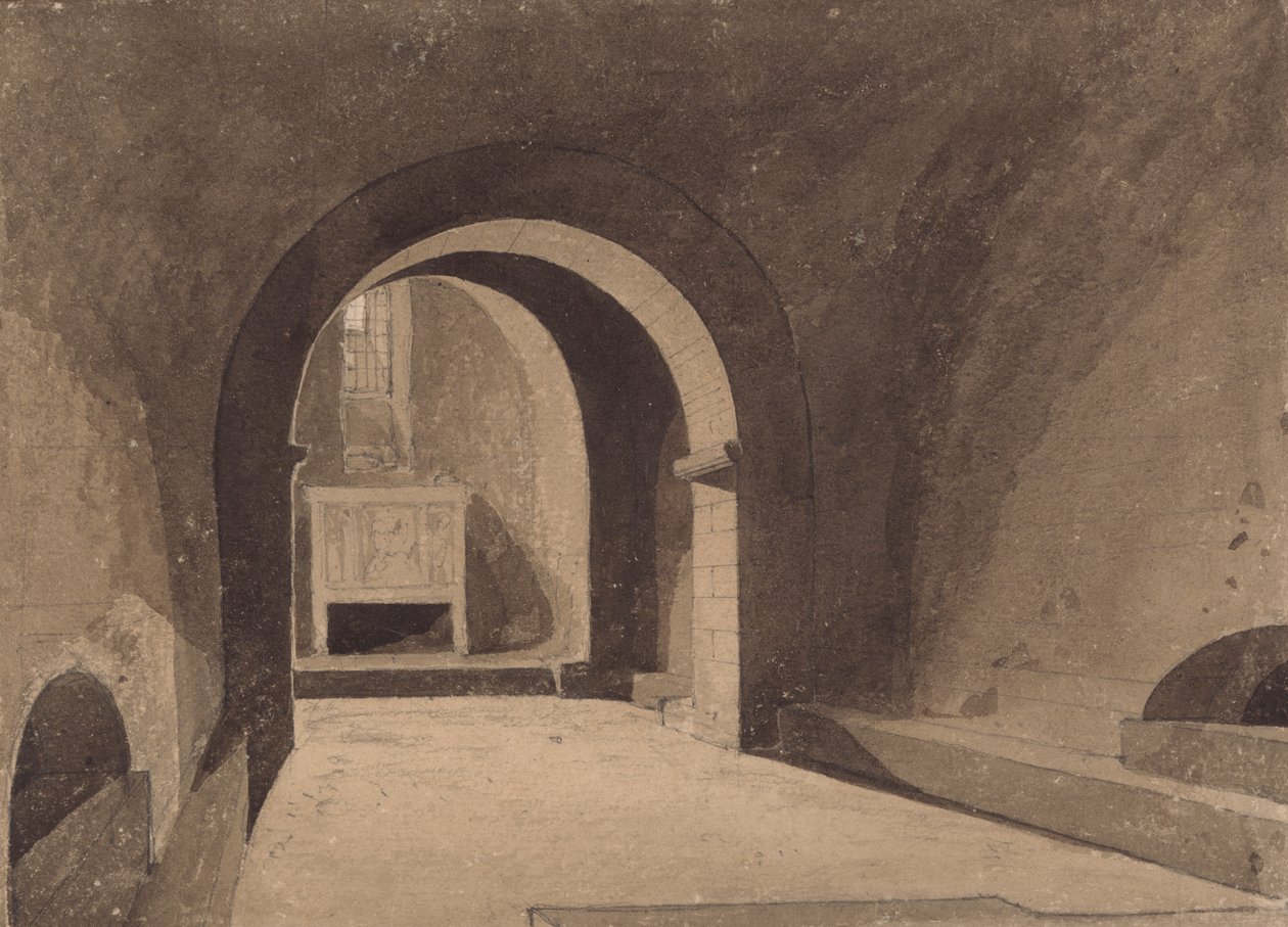 Krypta Saint Gervaise, Rouen, Normandie od John Sell Cotman